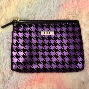 Metallic houndstooth Elle makeup bag